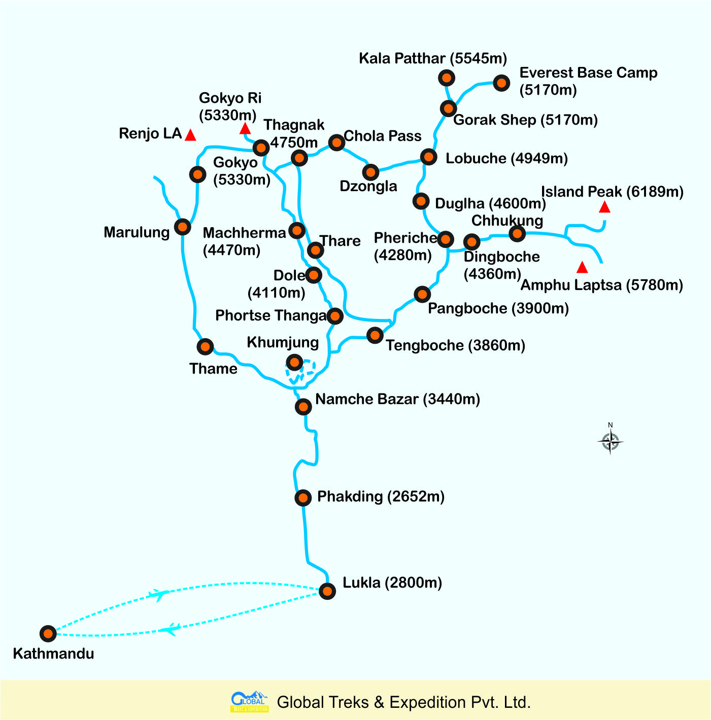 Map of Everest Gokyo & Gokyo RiTrek